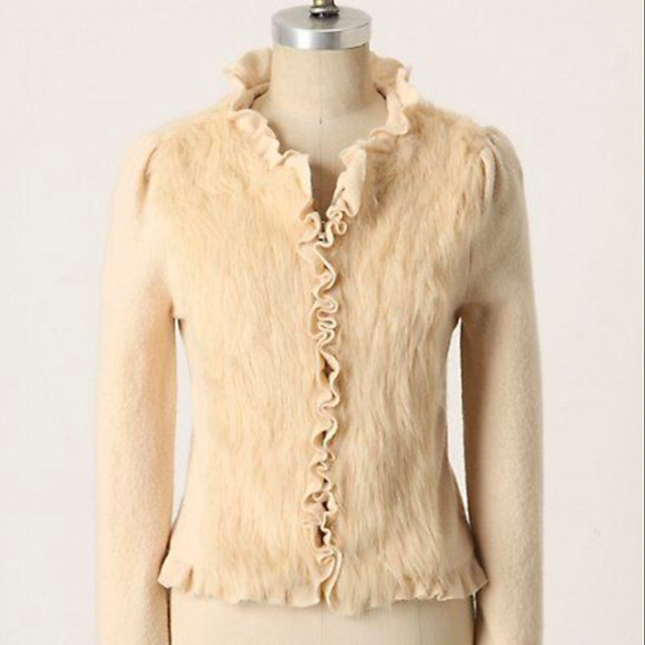 Anthropologie Jackets & Blazers - Anthropologie Icing Age Crop Fur Wool Zip Jacket